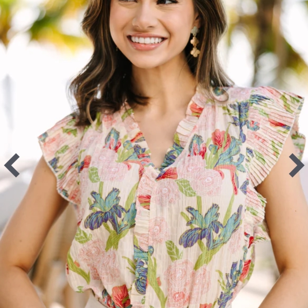 Floral Print Ruffle Sleeve Blouse